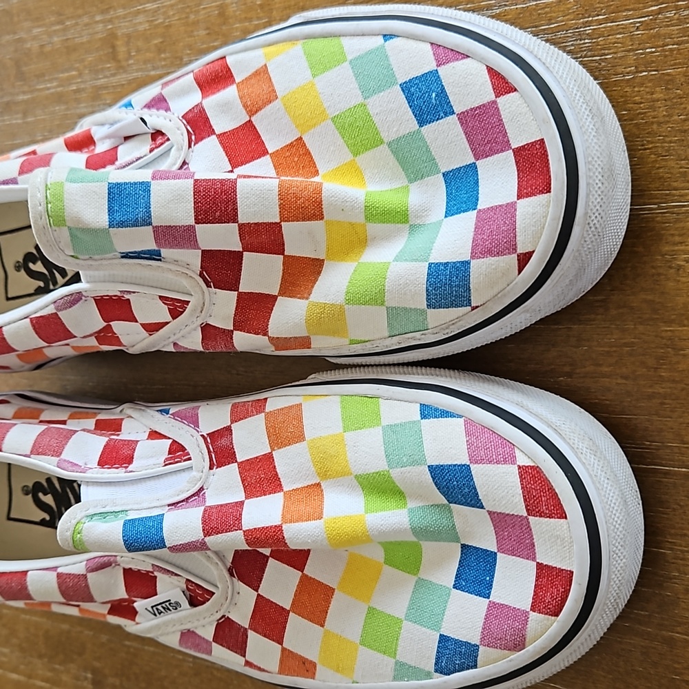 VANS COLORFUL CHECKED SLIP-ON SNEAKERS